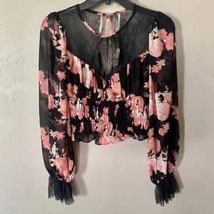 NWT Free People floral lace blouse